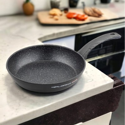 Tigaie din aluminiu, marmorata, invelis antiaderent, 26 cm, neagra, Bono Florina foto