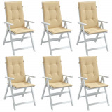 VidaXL Perne scaun cu spătar &icirc;nalt 6 buc. melanj bej 120x50x4cm textil