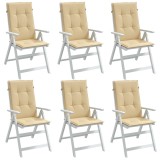 Perne scaun cu spătar &icirc;nalt 6 buc. melanj bej 120x50x4cm textil