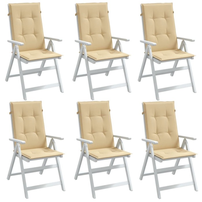 Perne scaun cu spătar &icirc;nalt 6 buc. melanj bej 120x50x4cm textil