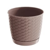 Ghiveci decorativ de flori, Prosperplast, Ratolla, imitatie ratan, rotund, cafeniu, 25x21.9 cm GartenVIP DiyLine