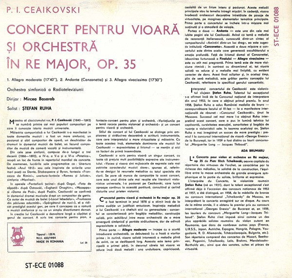 Ceaikovski / Tchaikovsky - Concert In Re Major, Op. 35 (Vinyl), VINIL,  electrecord | Okazii.ro