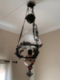Cumpara ieftin Superba Lampa completa antica de tavan cu maiolica, dragon, ingeras, barca...120x42cm