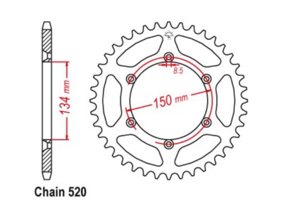 Pinion spate Kawasaki KX-F 250 450 06-, 20 Suzuki RM-Z 250 04- 06 (52 dinti) JTR460 ultra light 46052EE Cod produs: 46052EE foto