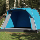 VidaXL Cort de camping cabană 4 persoane albastru cu eliberare rapidă