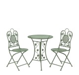 Set mobilier gradina, terasa masa, 2 scaune fier verde 60 x 70 cm, 39 x 39 x 92 cm