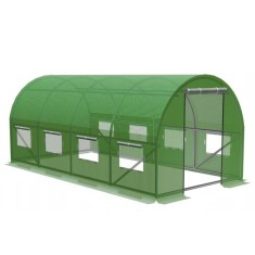 Sera de gradina, tip tunel cu cadru metalic, 300x600cm, verde, 18mp (ventilatie suplimentara) Household NewTrend