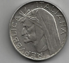 ITALIA 500 LIRE 1965 DANTE ALIGHERI ARGINT STARE EXCELENTA foto