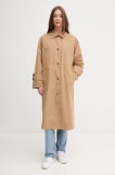 United Colors of Benetton trench femei, culoarea verde, de tranzitie, oversize, 241XDN07I