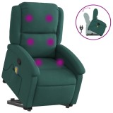 Cumpara ieftin Fotoliu rabatabil de masaj, cu ridicare, verde inchis, textil