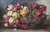 Elena M&uuml;ller-Stăncescu-Trandafiri, pictură &icirc;n ulei, Flori, Realism