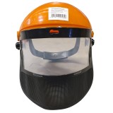 Viziera de protectie pentru motocoasa cu plasa metalica, portocaliu
