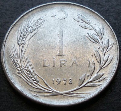 Moneda 1 LIRA TURCEASCA - TURCIA, anul 1978 * cod 2868 foto