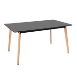 Masa de Dining Verona 150x90 cm Negru, Blat MDF, Picioare Fag, Leziter, 4-6 Persoane