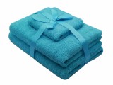 Cumpara ieftin Set prosoape 3 piese 500 gsm (fata, maini, corp) Turquoise, SomnART