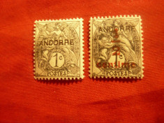 2 Timbre Andora 1931 supratipar Andora 1C si 1/2C , sarniera foto