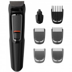 Aparat de tuns barba si parul 7 in 1 Philips Multigroom MG3720/15, Lame cu ascutire, acumulator, Negru