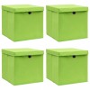 Cutii depozitare cu capace 4 buc. verde, 32x32x32 cm, textil