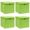 Cutii depozitare cu capace 4 buc. verde, 32x32x32 cm, textil