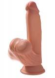 Dildo Realistic King Cock 3D Tripla Densitate Swinging Balls Fanta Maro 21 cm