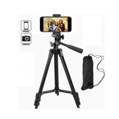 Trepied foto universal 102 cm ,filet 1 4 cu suport de telefon - Negru