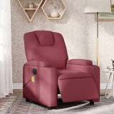 VidaXL Fotoliu electric de masaj rabatabil, roșu vin, textil