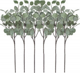 Tulpini de verdeață artificială 6 bucăți drepte de dolar de argint, frunze de eu, Oem