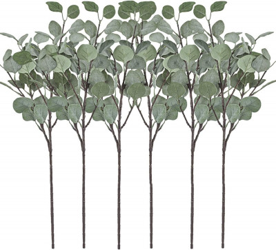 Tulpini de verdeață artificială 6 bucăți drepte de dolar de argint, frunze de eu foto