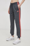Adidas Pantaloni femei, culoarea gri, material neted