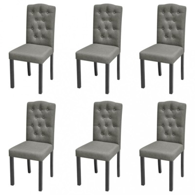 vidaXL Scaune de bucătărie, 6 buc., gri, material textil foto