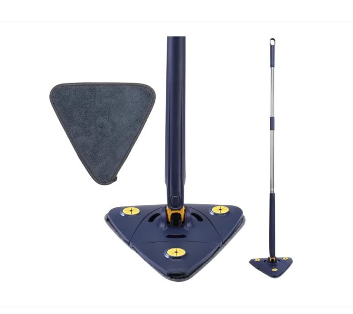 Mop multifunctional pentru suprafete uscate si ude, cap triunghiular rotativ 360&deg;, stergator pentru geamuri, podele, pereti, mobila, laveta microfibre