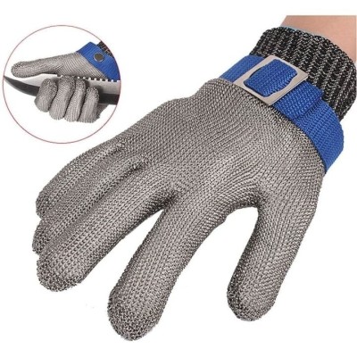 Manusi de protectie, din zale de inox, rezistente la taieturi, intepaturi, ajustabile, unisex, gri foto
