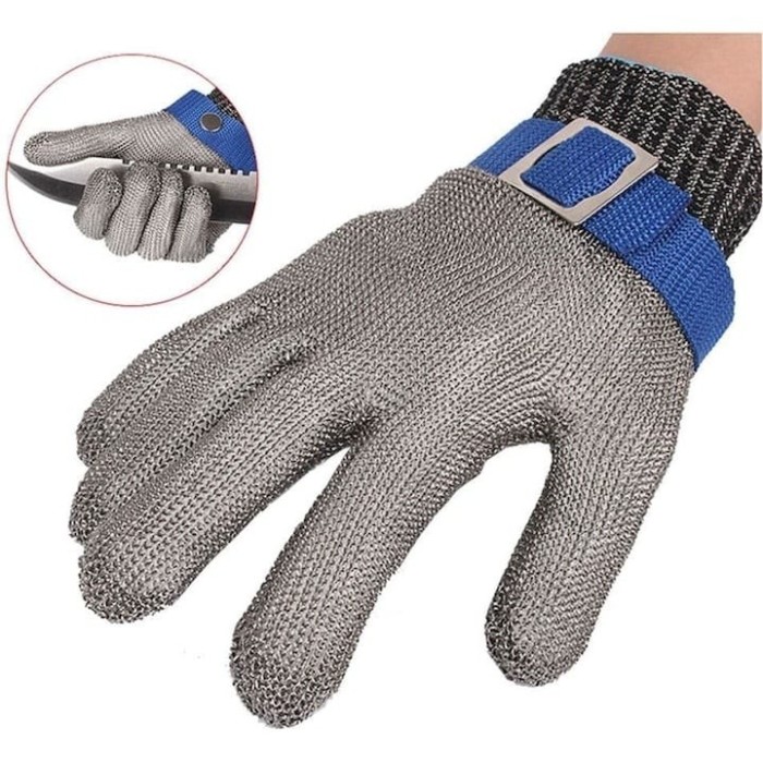 Manusi de protectie, din zale de inox, rezistente la taieturi, intepaturi, ajustabile, unisex, gri