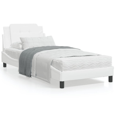 vidaXL Cadru de pat cu lumini LED, alb, 100x200 cm, piele ecologică foto