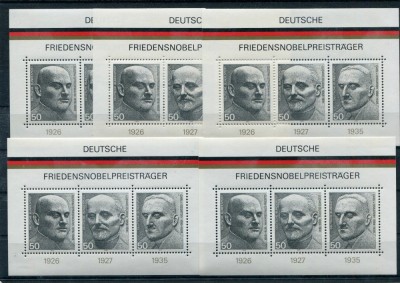 GERMANIA 1975 1978 PERSONALITATI LAUREATI PREMIUL NOBEL 10 COLITE NESTAMPILATE foto