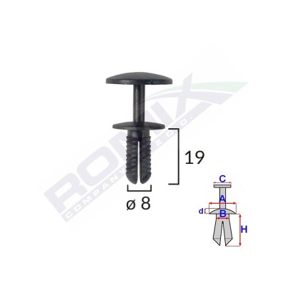 Clips Fixare Pentru Ford - 8X19mm - Negru Set 10 Buc 146071 60117-RMX foto