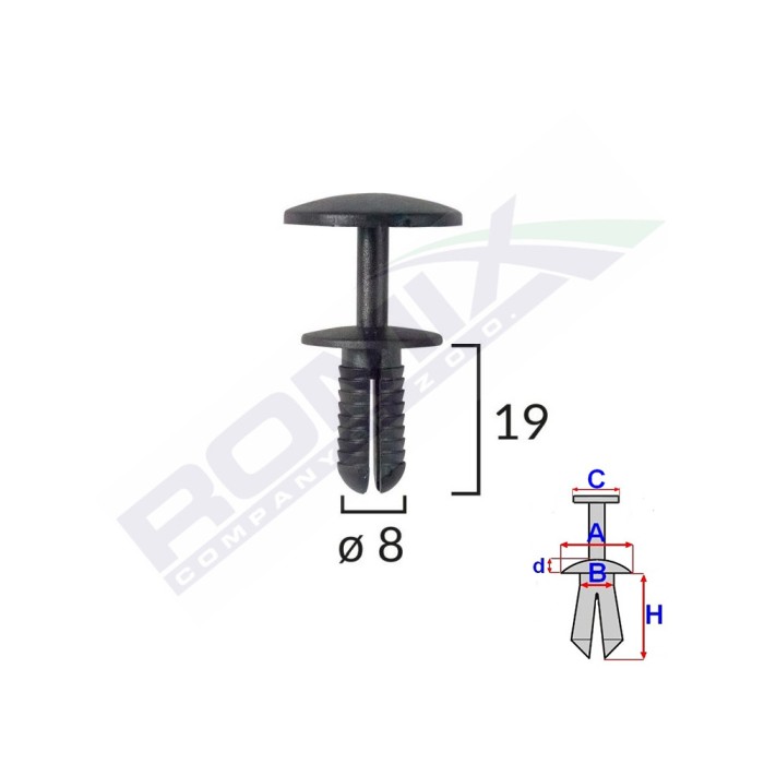 Clips Fixare Pentru Ford - 8X19mm - Negru Set 10 Buc 146071 60117-RMX