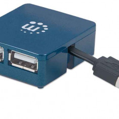 HUB mini USB 2.0 cu 4 porturi albastru 160605 Manhattan