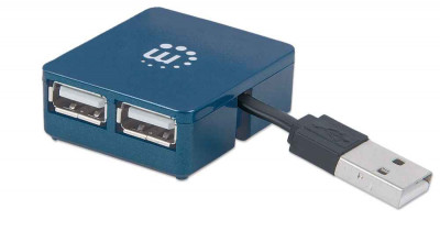 HUB mini USB 2.0 cu 4 porturi albastru 160605 Manhattan foto