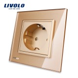 Cumpara ieftin Priza simpla Livolo aurie cu rama din sticla Crystal eleganta