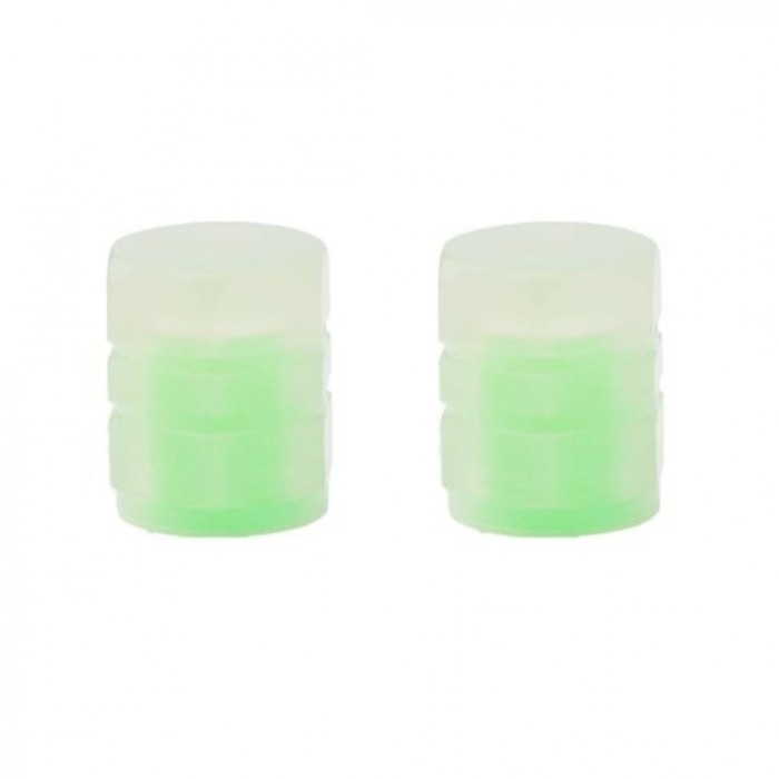 Set 2 capace ventil, lumini pentru bicicleta, fosforescente, ABS, universale, verde