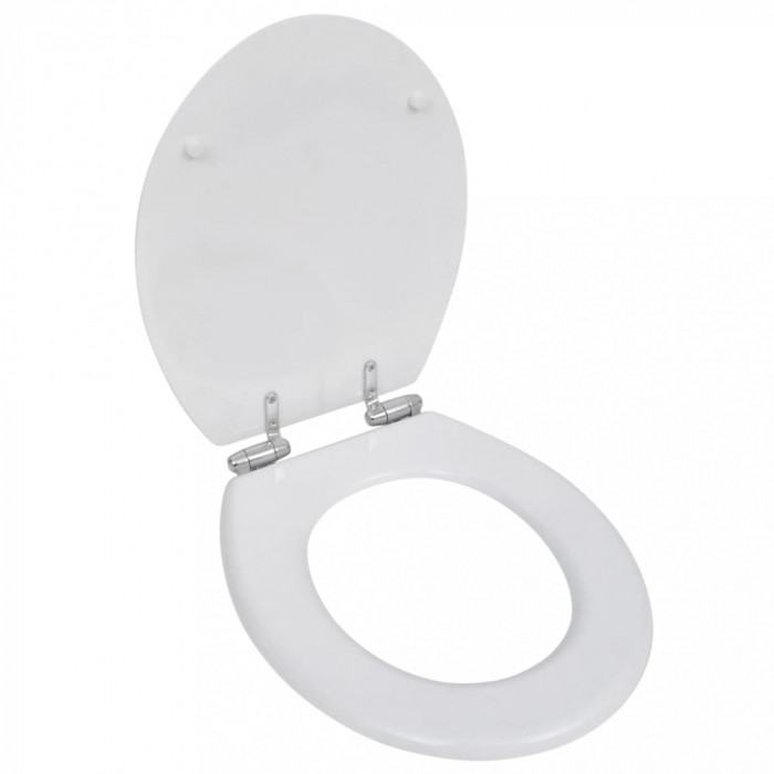 vidaXL Capac WC cu &icirc;nchidere silențioasă alb MDF design simplu