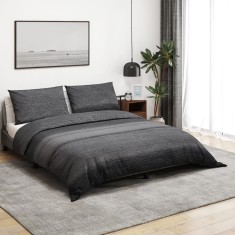 vidaXL Set cu husă de pilotă, gri &icirc;nchis, 225x220 cm, bumbac