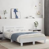 VidaXL Cadru de pat cu tăblie, alb, 120x190 cm, lemn prelucrat