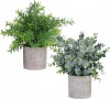 Wlyn 2 pachete de plante artificiale &icirc;n ghiveci, eucalipt artificial și rozmarin
