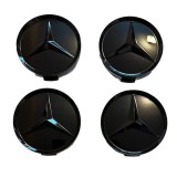 Set 4 Capace Jante Aliaj Mercedes 75mm, Negru
