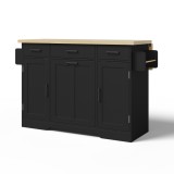 Insulă de bucătărie mobilă cu blat rabatabil, Negru | Aosom Romania