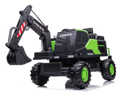 Excavator electric pentru copii Volvo 90W 12V, incarcator actionat electric, culoare verde foto