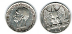 Italia 1927 - 5 lire, Ag, circulata foto