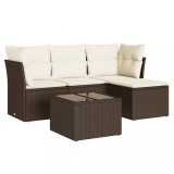 Cumpara ieftin Set canapele de gradina cu perne, 5 piese, maro, poliratan